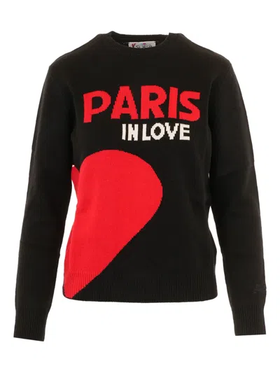 Mc2 Saint Barth Heart-motif Crew-neck Sweater In Black