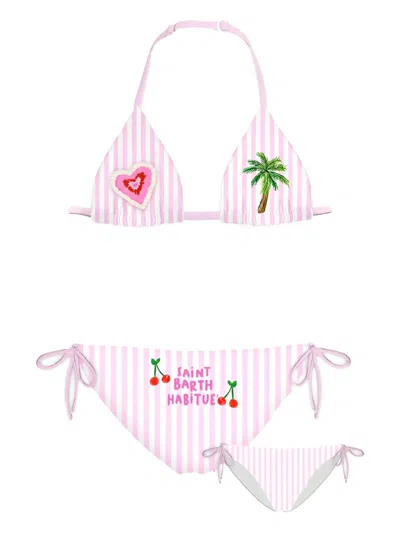 Mc2 Saint Barth Kids' Heart-palm Printed Swimsuit In Pink