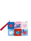 Mc2 Saint Barth Heart-patch Crochet Clutch Bag In Multi