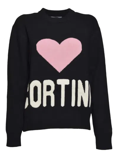 Mc2 Saint Barth Kids' Heart-print Sweater In Black