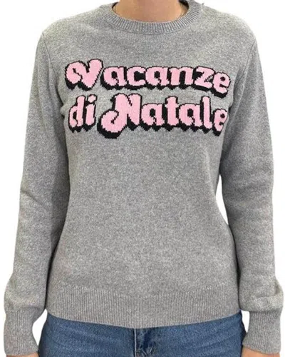 Mc2 Saint Barth Heather Grey Sweatshirt With Playful Holiday Print In Gray
