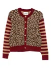 Mc2 Saint Barth Heidi Leopard Striped Cardigan In Neutral