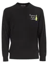 Mc2 Saint Barth Heron - Crew Neck Jumper With Embroidery On The Chest In Black