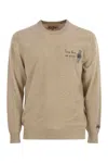 Mc2 Saint Barth Heron - Crew Neck Jumper With Embroidery On The Chest In Black