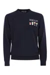 Mc2 Saint Barth Heron Light Embroidered Sweater In Blue