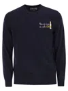 Mc2 Saint Barth Heron - Crew Neck Jumper With Embroidery On The Chest In Blue