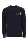 Mc2 Saint Barth Heron - Crew Neck Jumper With Embroidery On The Chest In Blue