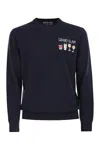 Mc2 Saint Barth Heron Light Embroidered Sweater In Blue