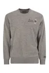 Mc2 Saint Barth Heron - Crew Neck Jumper With Embroidery On The Chest In Gray