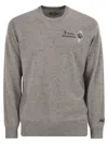 Mc2 Saint Barth Heron - Crew Neck Jumper With Embroidery On The Chest In Gray