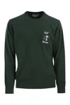 Mc2 Saint Barth Heron - Crew Neck Jumper With Embroidery On The Chest In Green