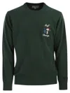 Mc2 Saint Barth Heron - Crew Neck Jumper With Embroidery On The Chest In Green