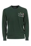 Mc2 Saint Barth Embroidered Crew Neck Jumper With Ribbed Finishes In Green