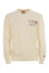 Mc2 Saint Barth Heron - Crew Neck Jumper With Embroidery On The Chest In Nude