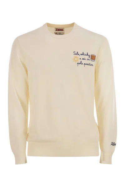 MC2 SAINT BARTH MC2 SAINT BARTH HERON - CREW NECK JUMPER WITH EMBROIDERY ON THE CHEST