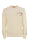Mc2 Saint Barth Crew Neck Jumper With Subtle Embroidery In Nude