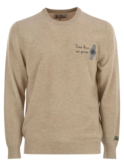 MC2 SAINT BARTH HERON - CREW NECK JUMPER WITH EMBROIDERY ON THE CHEST