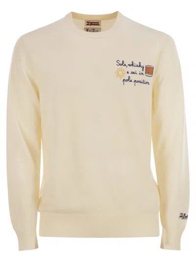 MC2 SAINT BARTH HERON - CREW NECK JUMPER WITH EMBROIDERY ON THE CHEST