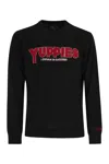 Mc2 Saint Barth Crew Neck Sweater With Embroidery On The Front In Black