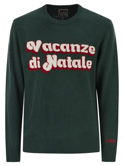 Mc2 Saint Barth Heron - Crew Neck Sweater With Embroidery On The Front In Green