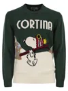 Mc2 Saint Barth Heron - Crew Neck Sweater With Embroidery On The Front In Green
