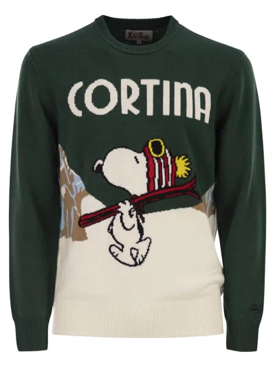 Mc2 Saint Barth Heron - Crew Neck Sweater With Embroidery On The Front In Green
