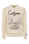 Mc2 Saint Barth Heron - Crew Neck Sweater With Embroidery On The Front In Neutral