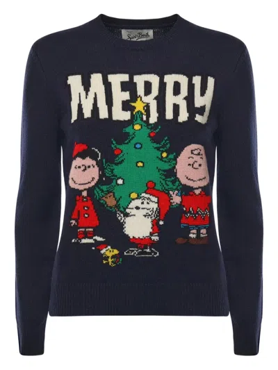 Mc2 Saint Barth Heron Christmas-graphic Sweater In Blue