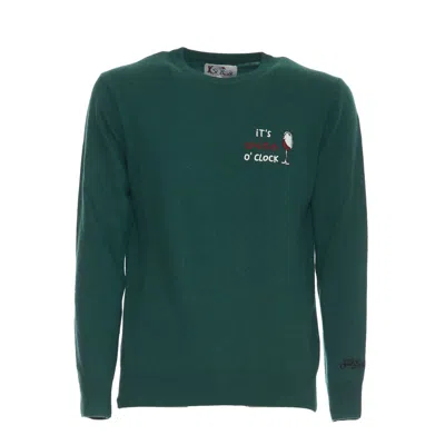 Mc2 Saint Barth It' Wine O' Clock Wool And Cashmere Blend Sweater In Green
