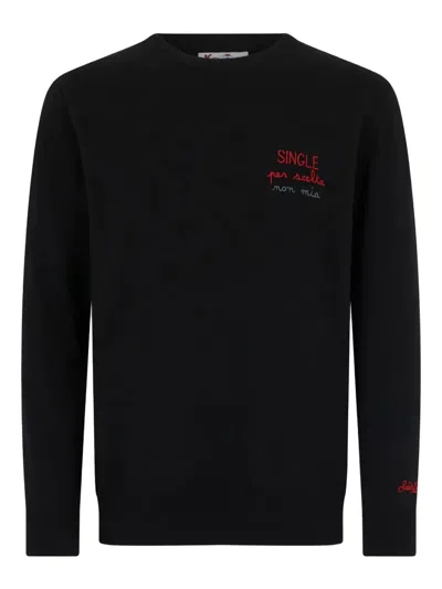 Mc2 Saint Barth Heron Embroidered Crew-neck Sweater In Black