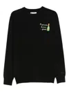 Mc2 Saint Barth Heron Embroidered Crew-neck Sweater In Black
