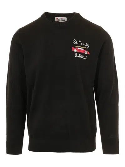 Mc2 Saint Barth Heron Embroidered Sweater In Black