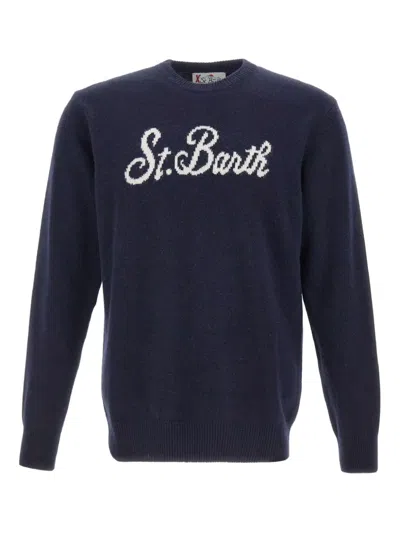Mc2 Saint Barth Heron Embroidered Sweater In Blue