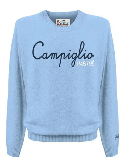 Mc2 Saint Barth Heron Embroidered Sweater In Blue