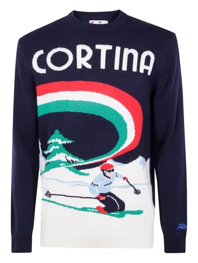 Mc2 Saint Barth Heron Graphic Crew-neck Sweater In Blue