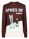 Mc2 Saint Barth Graphic Print Crew Neck Long Sleeve Sweater In Brown