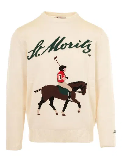 Mc2 Saint Barth Heron Horse Graphic Sweater In Neutral