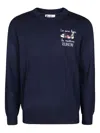 Mc2 Saint Barth Heron Light Embroidered Crew-neck Sweater In Blue