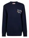 Mc2 Saint Barth Heron Light Embroidered Crew-neck Sweater In Blue