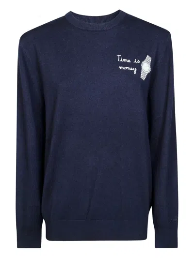 Mc2 Saint Barth Heron Light Embroidered Sweater In Black