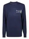 Mc2 Saint Barth Heron Light Embroidered Sweater In Blue