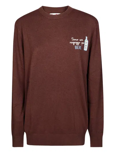 Mc2 Saint Barth Heron Light Embroidered Sweater In Brown