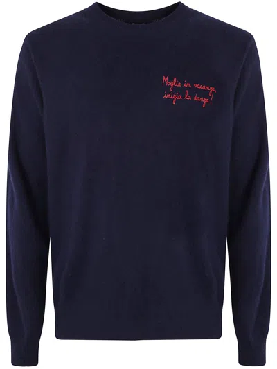 Mc2 Saint Barth Light Embry Crew Neck Sweater In Blue