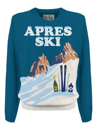 Mc2 Saint Barth Heron Printed Sweater In Blue