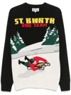 Mc2 Saint Barth Black Crewneck Sweater With Playful Bob Embroidery In Black
