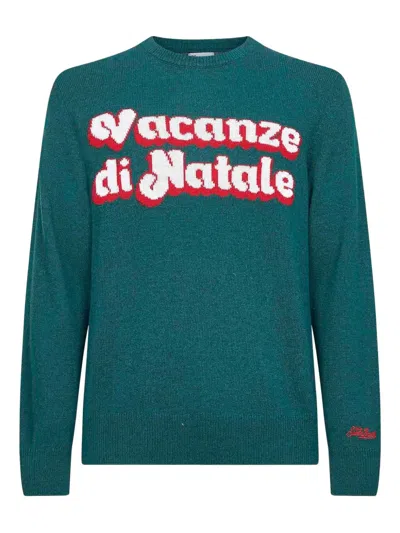 Mc2 Saint Barth Crew Neck Graphic Sweatshirt Embroidered Design In Green