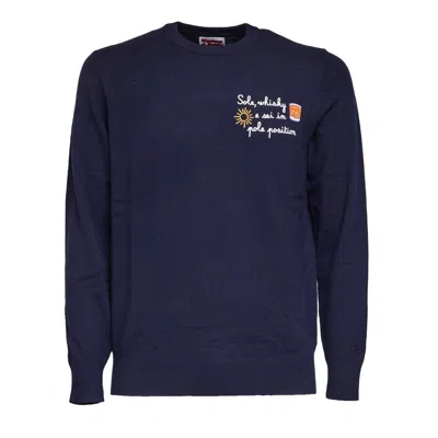 Mc2 Saint Barth Heron Sweater With Sun, Whiskey, In Blue