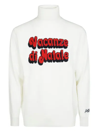 Mc2 Saint Barth Heron Turtleneck Sweater In White