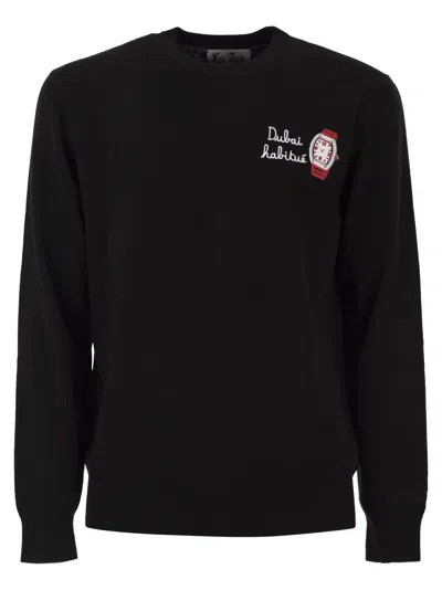 Mc2 Saint Barth Dubai Habitude-embroidered Sweater In Black