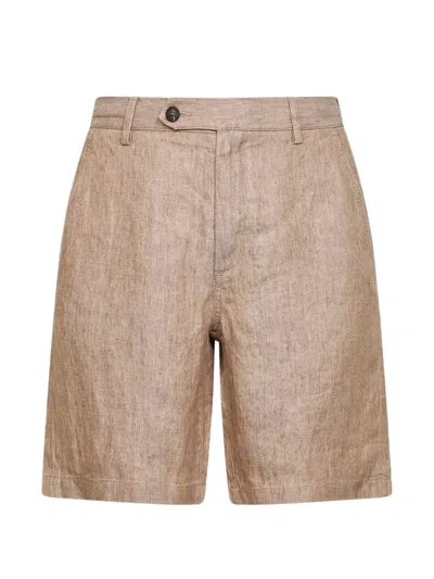 Mc2 Saint Barth Beige Herringbone Linen Sebastian Bermuda Shorts In Nude